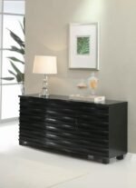 STANTON 3-DRAWER SIDEBOARD BUFFET STORAGE CABINET BLACK - Image 2