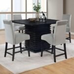 STANTON 5-PIECE SQUARE COUNTER HEIGHT DINING TABLE SET GREY