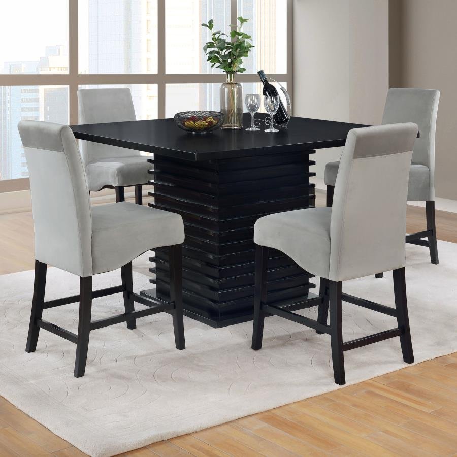 102068-S5_01x900.jpg STANTON 5-PIECE SQUARE COUNTER HEIGHT DINING TABLE SET GREY - Image 1