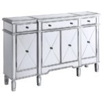 ACONITUM 4-DOOR MIRRORED STORAGE ACCENT CABINET SILVER