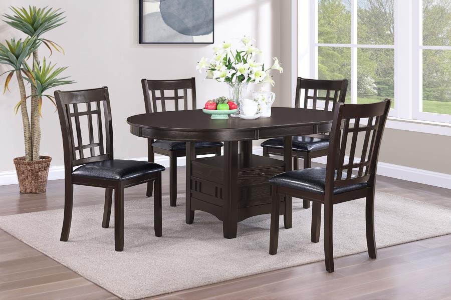 102671-S5_01x900.jpg LAVON 5-PIECE OVAL EXTENSION LEAF DINING SET ESPRESSO - Image 1
