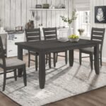 DALILA 5-PIECE RECTANGULAR DINING TABLE SET DARK GREY