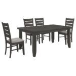 DALILA 5-PIECE RECTANGULAR DINING TABLE SET DARK GREY - Image 2