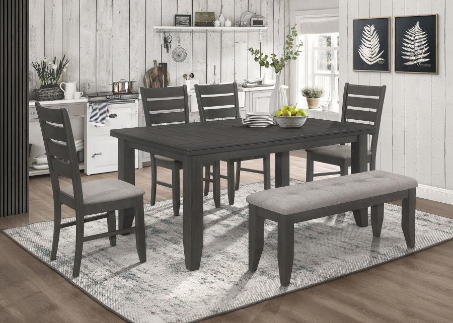 102721GRY-S6_01x900.jpg DALILA 6-PIECE RECTANGULAR DINING TABLE SET DARK GREY - Image 1