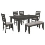 DALILA 6-PIECE RECTANGULAR DINING TABLE SET DARK GREY - Image 2