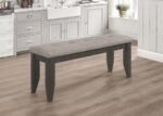 DALILA FABRIC UPHOLSTERED WOOD DINING BENCH DARK GREY - Image 2