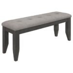 DALILA FABRIC UPHOLSTERED WOOD DINING BENCH DARK GREY