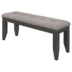 DALILA FABRIC UPHOLSTERED WOOD DINING BENCH DARK GREY - Image 4