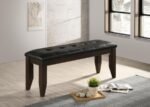 DALILA LEATHERETTE UPHOLSTERED WOOD DINING BENCH CAPPUCCINO - Image 2