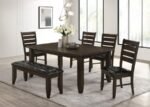 DALILA LEATHERETTE UPHOLSTERED WOOD DINING BENCH CAPPUCCINO - Image 9