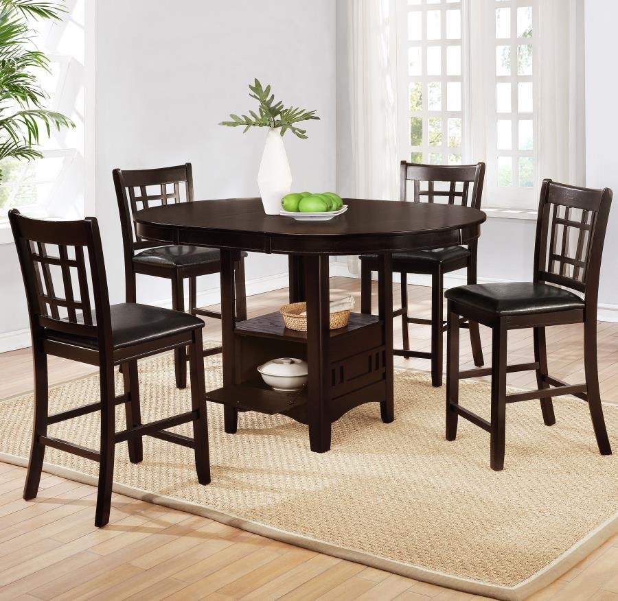 102888-S5_01x900.jpg LAVON 5-PIECE OVAL COUNTER HEIGHT DINING SET ESPRESSO - Image 1
