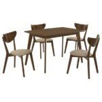 KERSEY 5-PIECE RECTANGULAR DINING TABLE SET CHESTNUT - Image 2