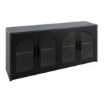 ROHRMAN 4-DOOR DINING SIDEBOARD BUFFET STORAGE CREDENZA BLACK