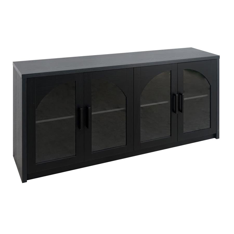 103895_SP1x900.jpg ROHRMAN 4-DOOR DINING SIDEBOARD BUFFET STORAGE CREDENZA BLACK - Image 1