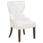 BANEY FABRIC UPHOLSTERED DINING SIDE CHAIR CREAM AND DARK OAK
