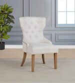 BANEY FABRIC UPHOLSTERED DINING SIDE CHAIR BEIGE AND RUSTIC GREY - Image 2