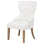 BANEY FABRIC UPHOLSTERED DINING SIDE CHAIR BEIGE AND RUSTIC GREY - Image 4