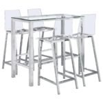 TOLBERT 5-PIECE BAR SET WITH ACRYLIC CHAIRS CLEAR AND CHROME - Image 2