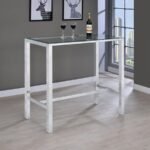 TOLBERT RECTANGULAR 47-INCH GLASS TOP PUB BAR TABLE CHROME - Image 2