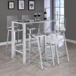TOLBERT RECTANGULAR 47-INCH GLASS TOP PUB BAR TABLE CHROME - Image 6