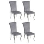 BETTY VELVET UPHOLSTERED DINING SIDE CHAIR GREY (SET OF 4)
