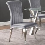 BETTY VELVET UPHOLSTERED DINING SIDE CHAIR GREY (SET OF 4) - Image 2