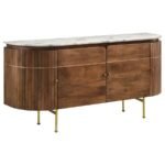 ORTEGA 4-DOOR MARBLE TOP SIDEBOARD BUFFET CABINET NATURAL