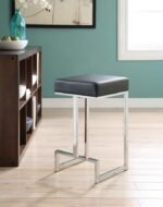 GERVASE SQUARE COUNTER HEIGHT STOOL BLACK AND CHROME - Image 2
