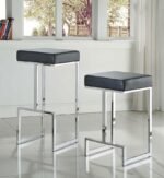 GERVASE SQUARE COUNTER HEIGHT STOOL BLACK AND CHROME - Image 7