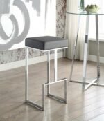 GERVASE SQUARE BAR STOOL GREY AND CHROME - Image 2