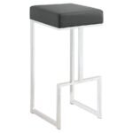 GERVASE SQUARE BAR STOOL GREY AND CHROME