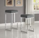 GERVASE SQUARE BAR STOOL GREY AND CHROME - Image 7