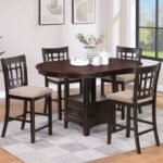 LAVON 5-PIECE OVAL COUNTER HEIGHT DINING SET LIGHT CHESTNUT