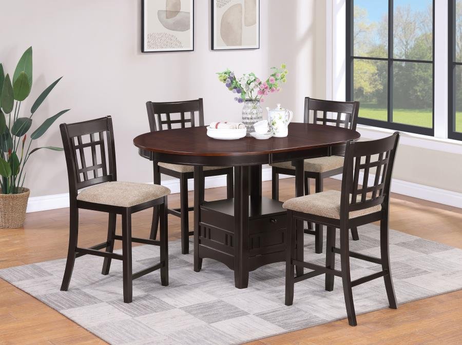 105278-S5_01x900.jpg LAVON 5-PIECE OVAL COUNTER HEIGHT DINING SET LIGHT CHESTNUT - Image 1