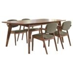 MALONE 5-PIECE RECTANGULAR DINING TABLE SET DARK WALNUT - Image 2