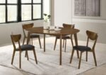 JEDDA 5-PIECE OVAL DINING TABLE SET DARK WALNUT