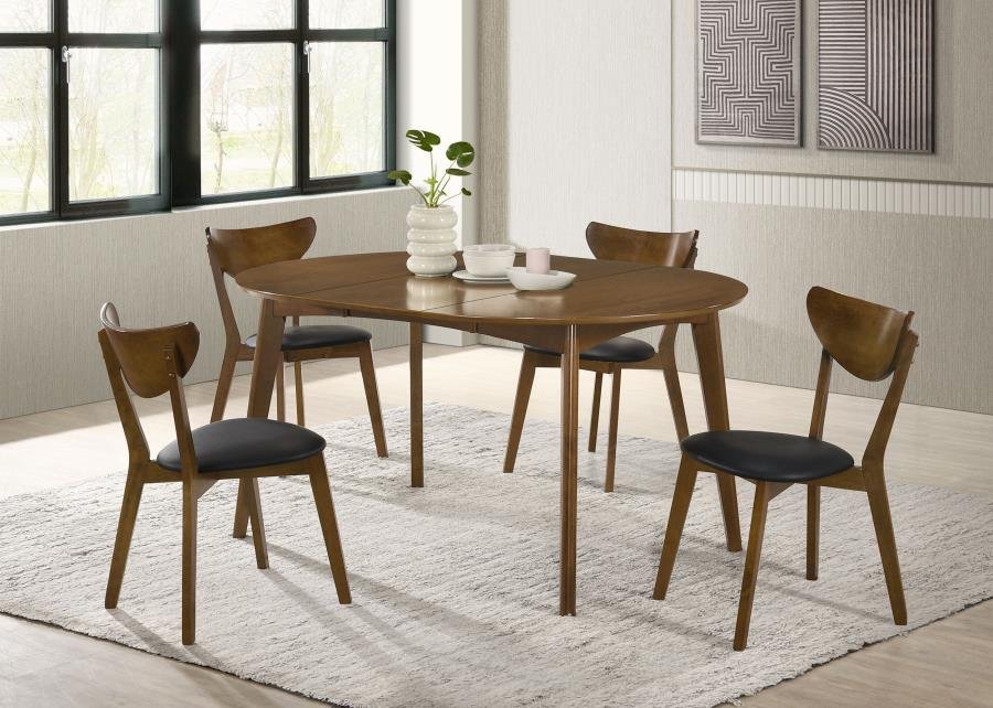 105361-S5_01x900.jpg JEDDA 5-PIECE OVAL DINING TABLE SET DARK WALNUT - Image 1