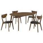 JEDDA 5-PIECE OVAL DINING TABLE SET DARK WALNUT - Image 2