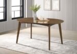 JEDDA OVAL 60-INCH EXTENSION LEAF DINING TABLE DARK WALNUT - Image 2