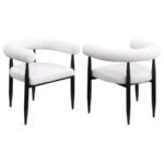 DUNMORE BOUCLE UPHOLSTERED DINING ARM CHAIR CREAM (SET OF 2)
