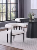 DUNMORE BOUCLE UPHOLSTERED DINING ARM CHAIR CREAM (SET OF 2) - Image 2