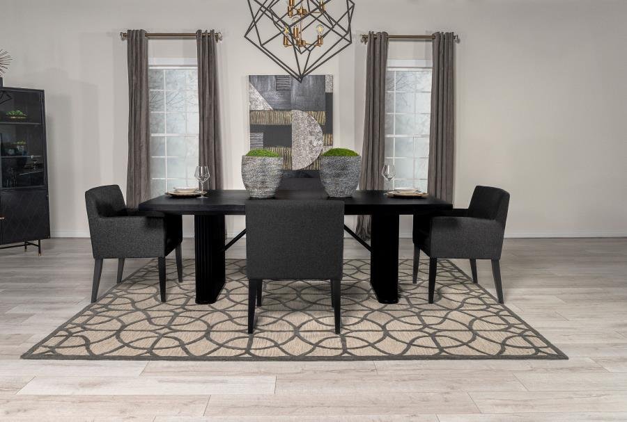 106251-S5_01x900.jpg CATHERINE 5-PIECE RECTANGULAR DINING TABLE SET BLACK - Image 1