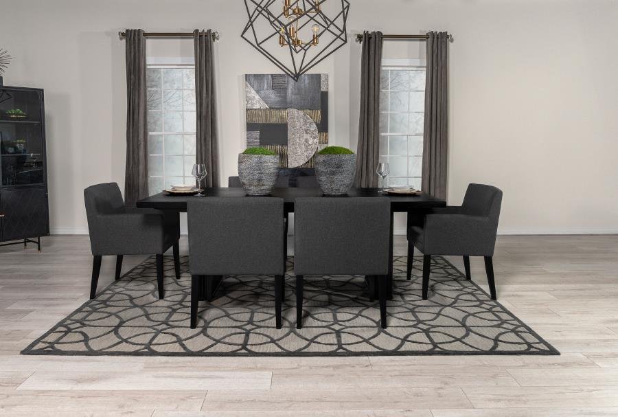 106251-S7_01x900.jpg CATHERINE 7-PIECE RECTANGULAR DINING TABLE SET BLACK - Image 1