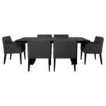 CATHERINE 7-PIECE RECTANGULAR DINING TABLE SET BLACK - Image 2
