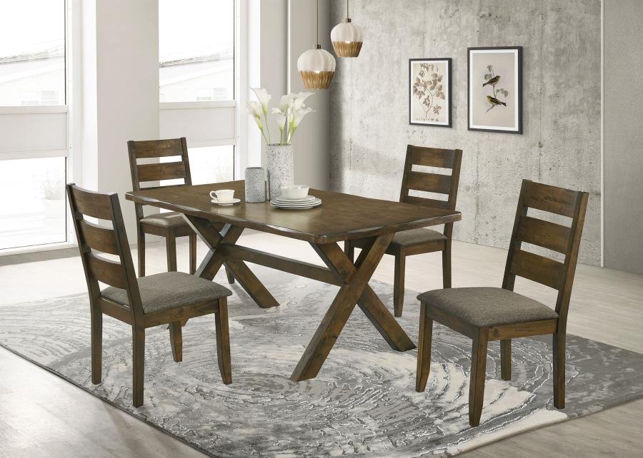 106381-S5_01x900.jpg ALSTON 5-PIECE RECTANGULAR DINING TABLE SET KNOTTY NUTMEG - Image 1