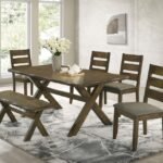 ALSTON 6-PIECE RECTANGULAR DINING TABLE SET KNOTTY NUTMEG