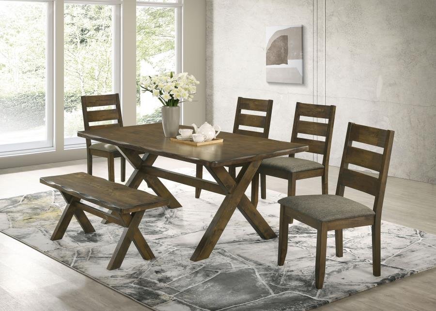 106381-S6_01x900.jpg ALSTON 6-PIECE RECTANGULAR DINING TABLE SET KNOTTY NUTMEG - Image 1