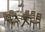 ALSTON 7-PIECE RECTANGULAR DINING TABLE SET KNOTTY NUTMEG