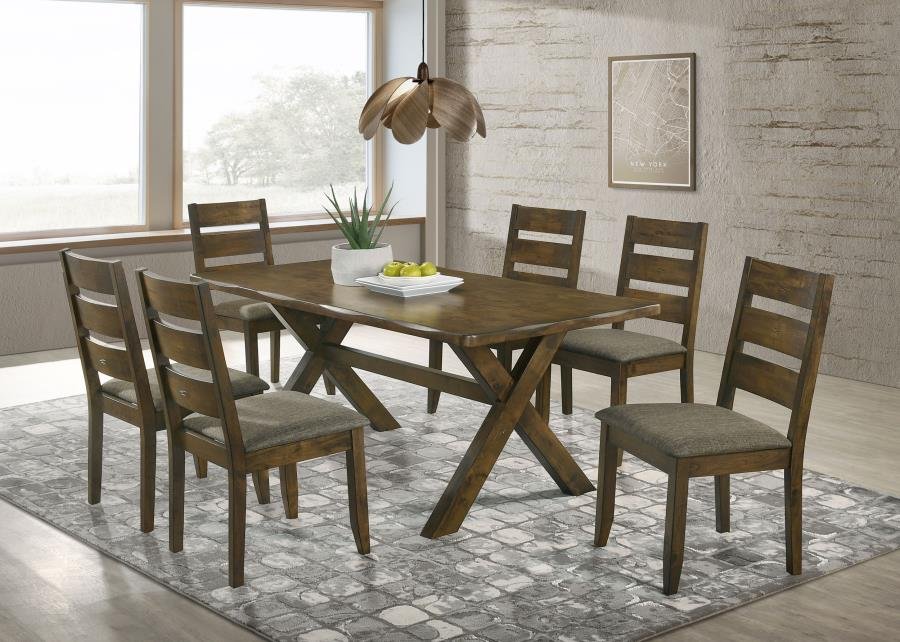 106381-S7_01x900.jpg ALSTON 7-PIECE RECTANGULAR DINING TABLE SET KNOTTY NUTMEG - Image 1