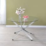 BECKHAM ROUND 46-INCH GLASS TOP DINING TABLE CHROME - Image 2